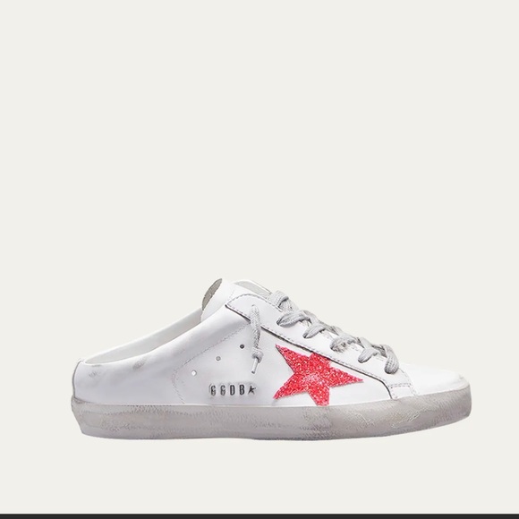 Golden Goose Superstar Slide Sneakers with Red Glitter Star - Picture 1 of 11